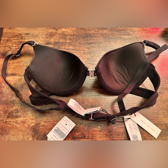 NWT Fleur Du Mal Satin front-close bra black 34B - Picture 7 of 10